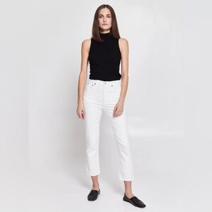 AGOLDE || Riley High Rise Straight Crop Comfort Stretch in Sour Cream White 29